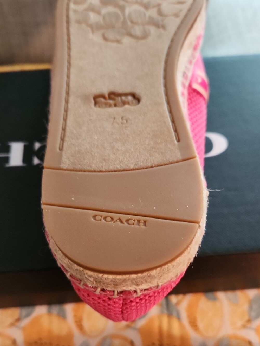 Coach Women's Coral Pink Espadrille Slip-Ons - Picture 10 of 12